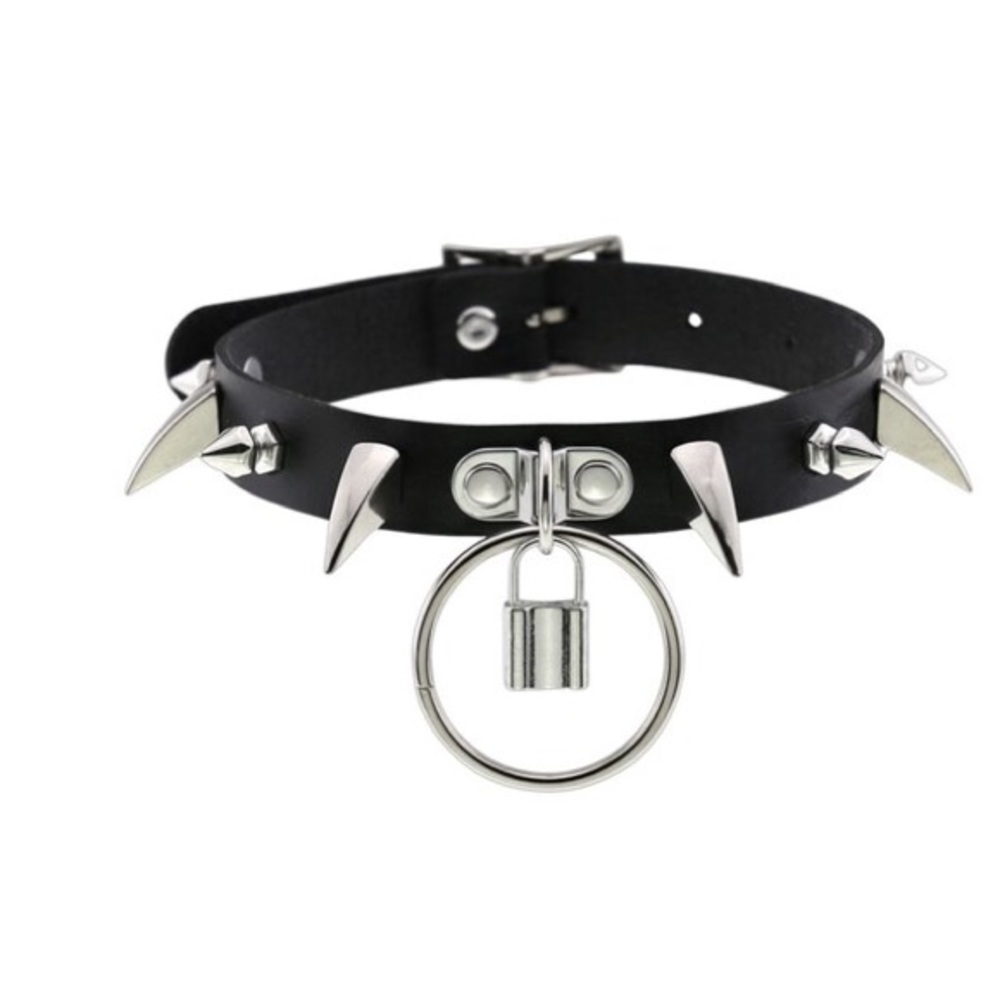 Necklace PU Leather Black Goth Punk Rock Choker Necklaces For Women